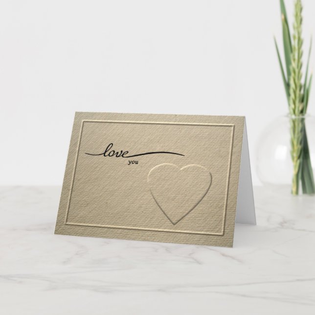 Cartão de Feriado Cardíaco Embossed Do Dia de os n (Frente)