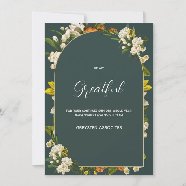 Cartão de Feriado com Logotipo Comercial de Script (Frente)