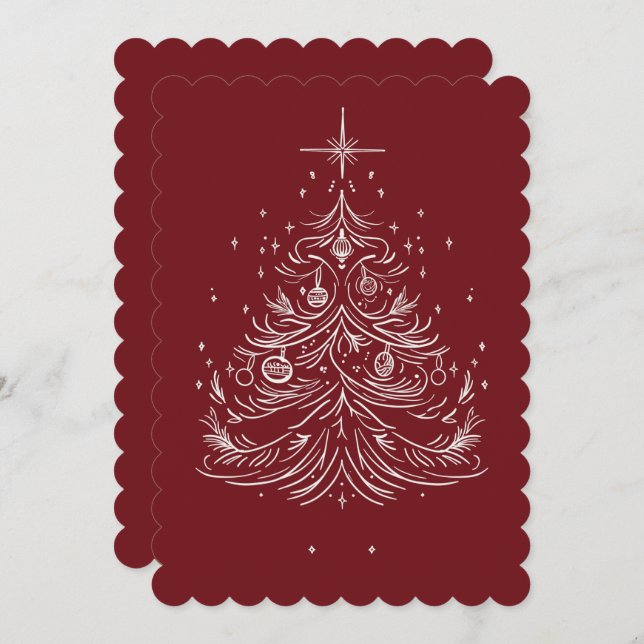 Cartão de Feriado da Árvore do eterno | Fundo da B (Frente/Verso)