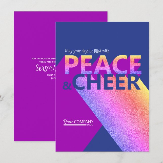 Cartão de Feriado da Empresa de Arte Word Azul, Ro (Frente/Verso)