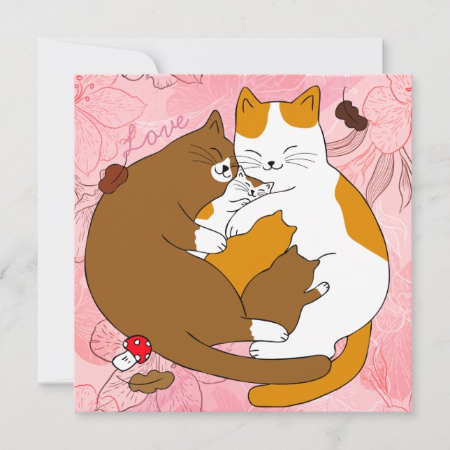 Cartão de Feriado da Família de Gatos Frescos (Frente)