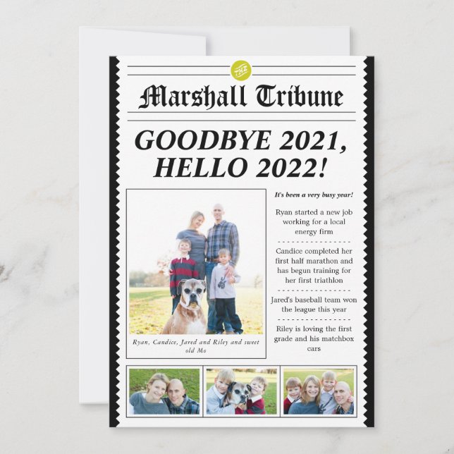 Cartão de Feriado da Família Newsletter Estilo de  (Frente)