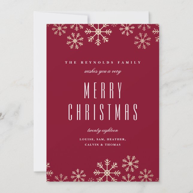 Cartão de Feriado da Família Snowflakes Espalhado (Frente)