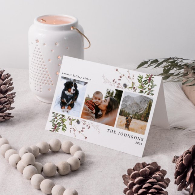 Cartão de Feriado de 3 Fotografias de inverno de i (Get into the holiday spirit with a heartfelt folded christmas card! 🎅)
