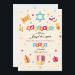 Cartão de Feriado de Anunciação de Gravidez Hanukk<br><div class="desc">Um delicioso cartão de anúncio de gravidez do Chanucá com todos os elementos de Chanucá, seus desejos de férias e notícias de excelente! (Vetor Design criado por freepik - www.freepik.com). O cartão é fácil de personalizar com suas opções de texto, fonte, cor da fonte e forma de papel.Não exatamente o...</div>