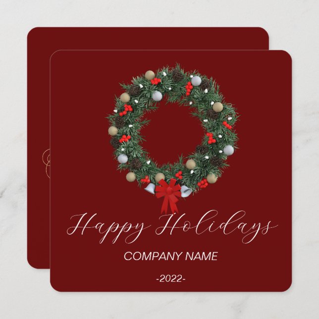 Cartão de Feriado de Aquarela Elegante (Frente/Verso)