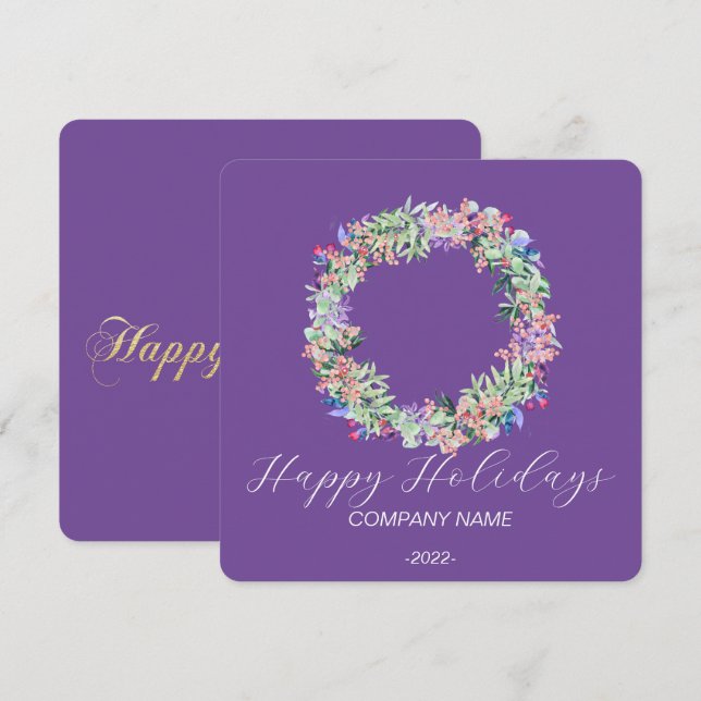 Cartão de Feriado de Aquarela Elegante (Frente/Verso)