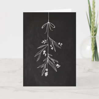 Cartão de Feriado de Arte Mistletoon Chalkboard