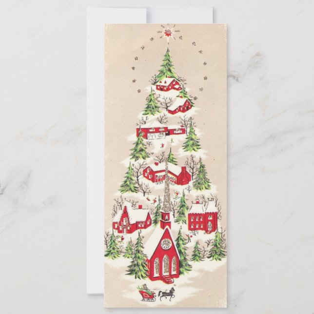 Cartão de Feriado de Cavalo natal vintage (Frente)