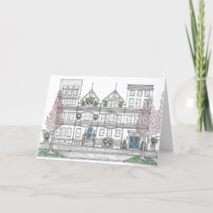 Cartão de Feriado de Cidade Original Desenhado à M