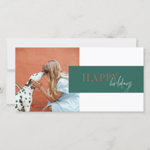 Cartão de Feriado de Cobre Teal Moderno Colorblock