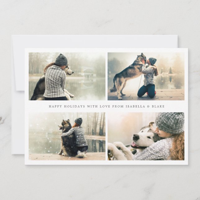 Cartão de Feriado de Colagem de Foto Simples 4 (Frente)