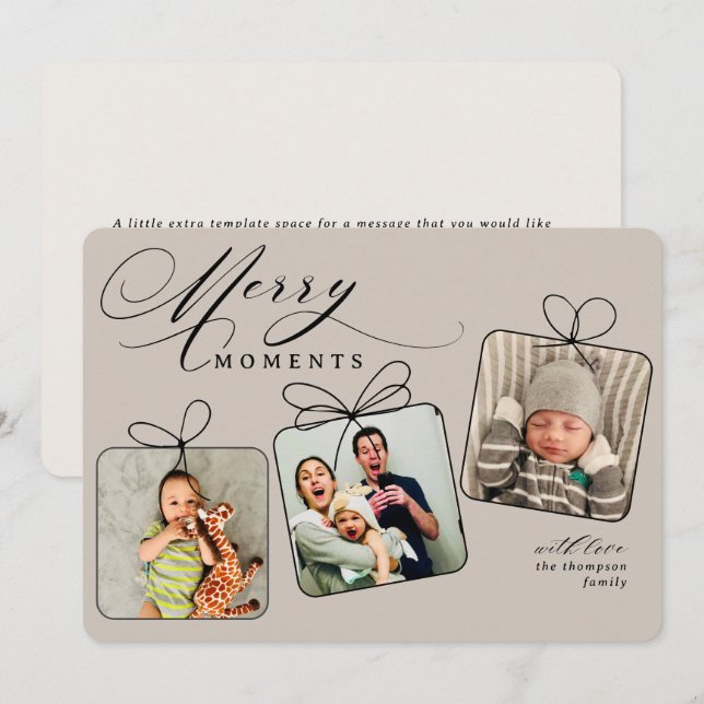 Cartão de Feriado de Colagem de Fotografias de Mom (Frente/Verso)