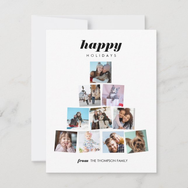 Cartão de Feriado de Colagem de Fotos da Árvore de (Frente)