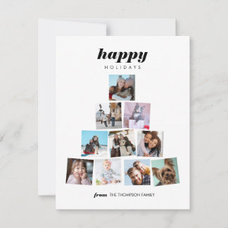 Cartão de Feriado de Colagem de Fotos da Árvore de