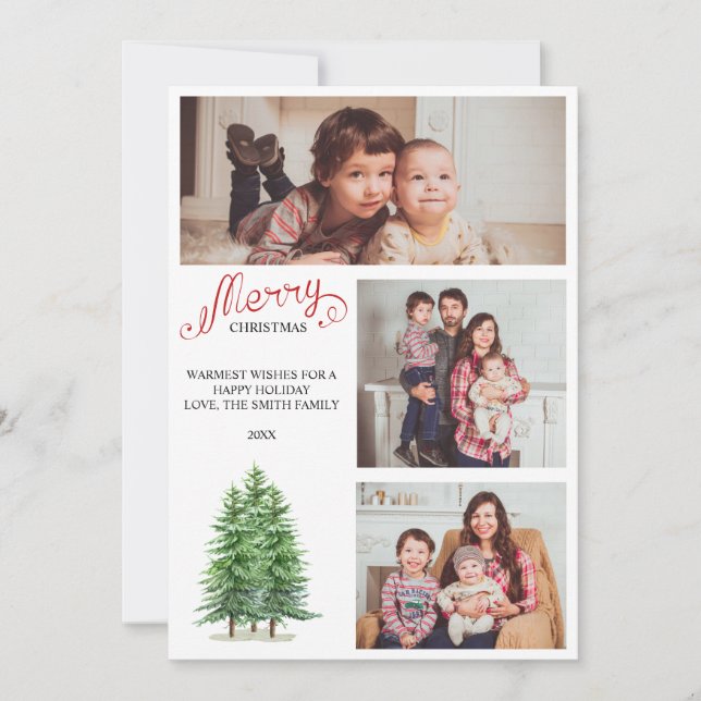 Cartão de Feriado de Colagem de Fotos do Natal da  (Frente)