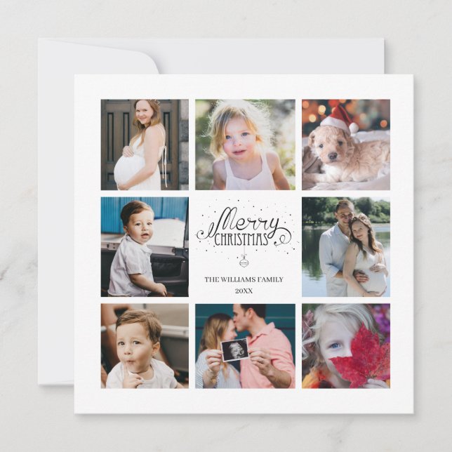 Cartão de Feriado de Colagem de Fotos para o Ano e (Frente)