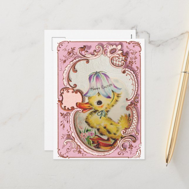 Cartão de Feriado de Duckets de Páscoa Bonita (Frente/Verso In Situ)