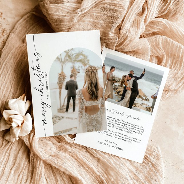 Cartão de Feriado de Foto Arranjado Boho Feliz Nat (Criador carregado)