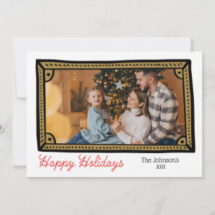 Cartão de Feriado de Foto de Quadro de Doodle