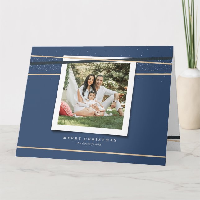 Cartão de Feriado de Foto Dobrado em Fita Moldado  (Frente)