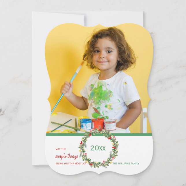 Cartão de Feriado de Foto Simples (Frente)