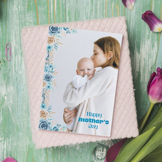 Cartão de Feriado de Fotografia da Mãe Azul (Criador carregado)