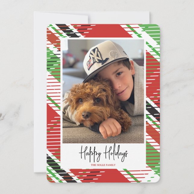 Cartão de Feriado de Fotografia de xadrez (Frente)