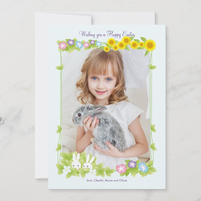 Cartão de Feriado de Fotos de Quadro de Páscoa (Frente)