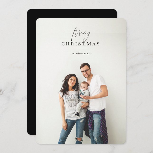 Cartão de Feriado de Manuscrito de Script (Frente/Verso)