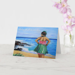 Cartão de Feriado de Menina Hula Hawaiian Mele Kal