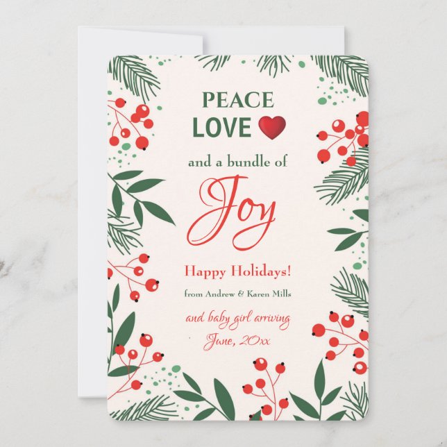 Cartão de Feriado de Natal de Joy Pregnancy (Frente)