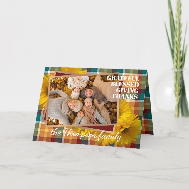 Cartão de Feriado de Obrigados Grateful Com Abenço (Frente)