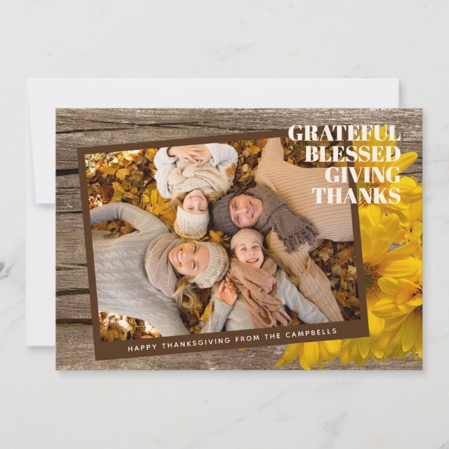 Cartão de Feriado de Obrigados Grateful Com Abenço (Frente)