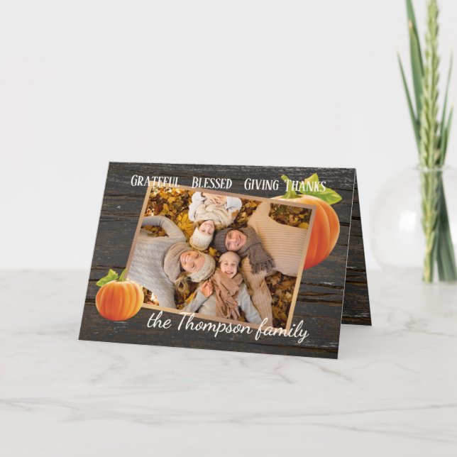 Cartão de Feriado de Obrigados Grateful Com Abenço (Frente)