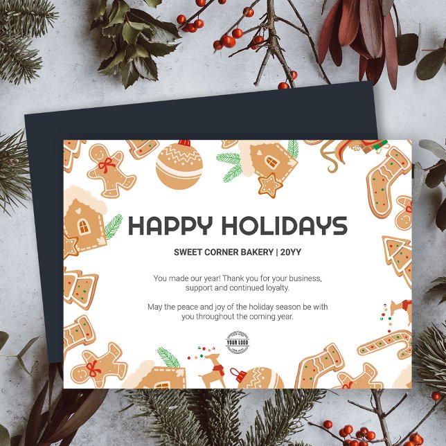 Cartão de Feriado de Pão de Banho Feriado (Holiday Baking Bakery Gingerbread Holiday Card)