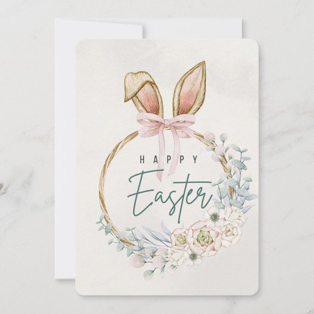 Cartão de Feriado de páscoa com Orelhas Coelhinhas (Frente)