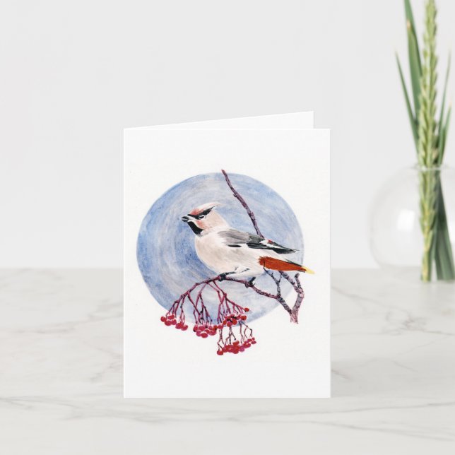 Cartão de Feriado de Pássaro de inverno (Frente)
