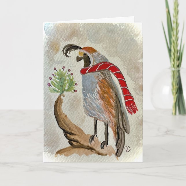 Cartão de Feriado de Quail (Frente)