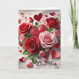 Cartão de Feriado de Rosa vermelha Romântico