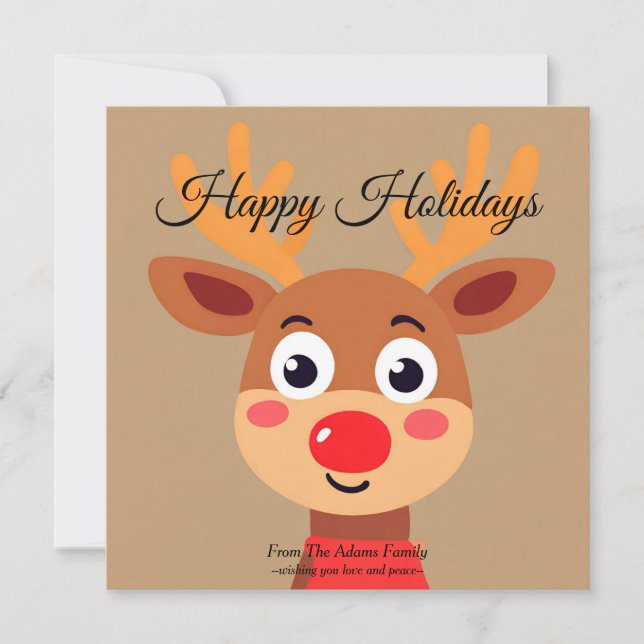 Cartão De Feriado De Rudolph Vermelho Nose Rudolph (Frente)