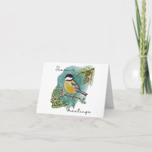 Cartão de Feriado de Saudações de Chickadee Sea