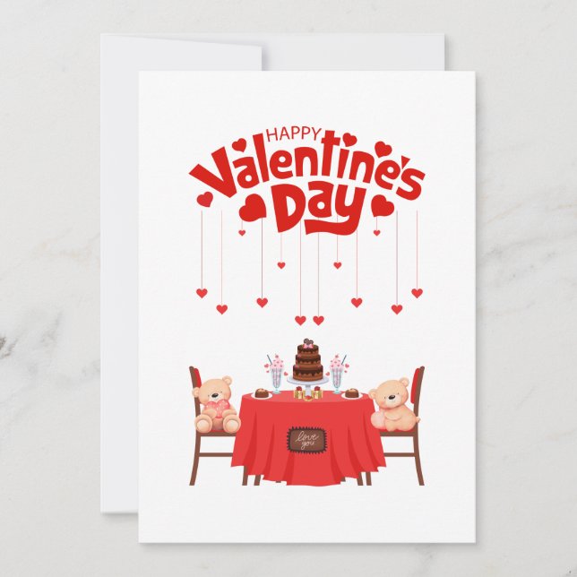 Cartão de Feriado de Urso Vermelho de Fenda de Cor (Frente)