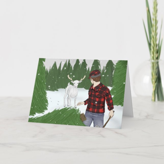 Cartão de Feriado de Vestido e Madeira Dobrado (Frente)