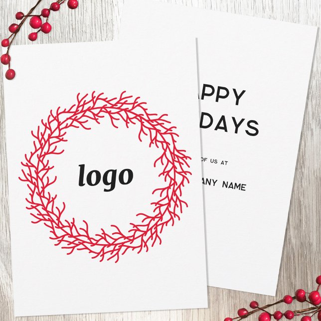 Cartão de Feriado do Logotipo da Terra Vermelha (Logo wreath business promotional holiday card)