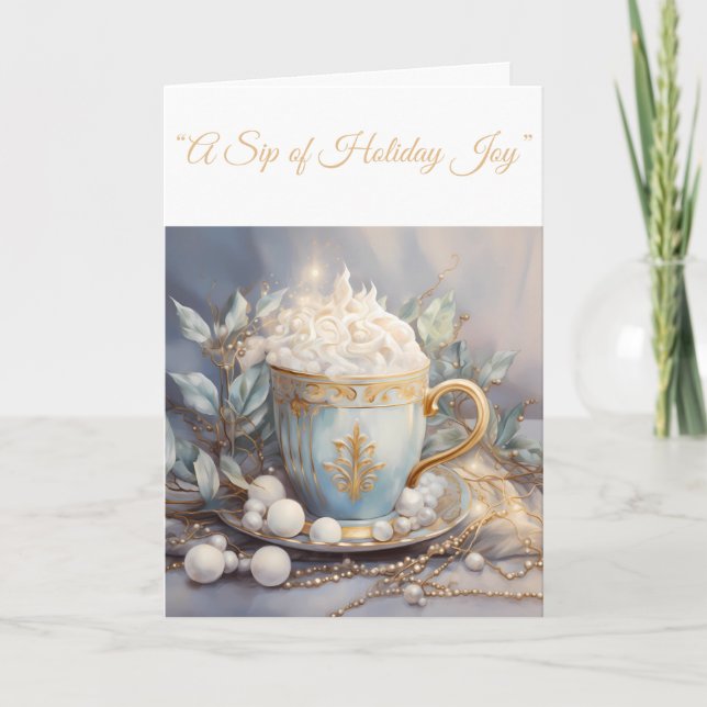 Cartão de Feriado Dobrado - Cartão de Elegância Az (Frente)