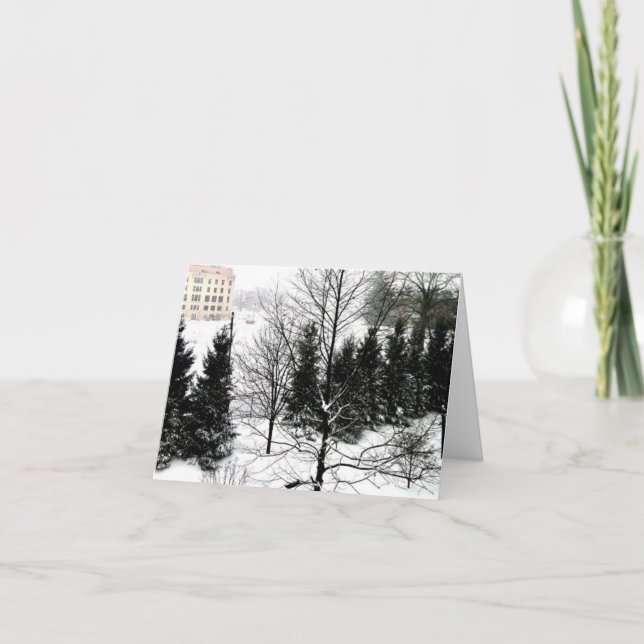 Cartão de Feriado Dobrado da Cena de Inverno (Frente)