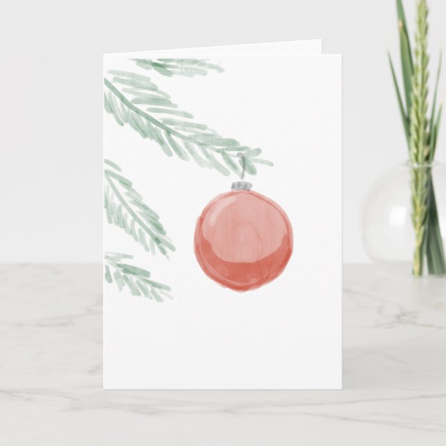 Cartão de Feriado Dobrado de Ornamento Vermelho Wa (Frente)