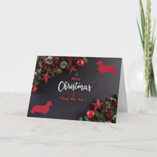 Cartão de Feriado Dobrado Penteado Dachshund