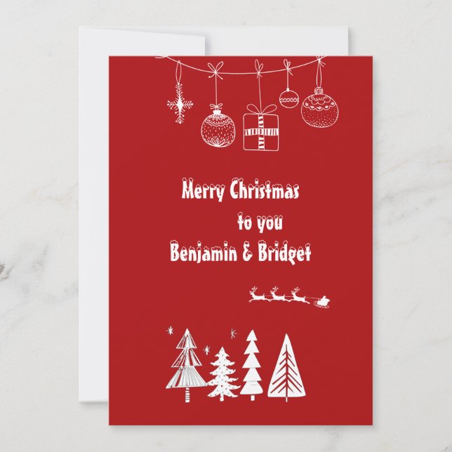 cartão de feriado escandinavo vermelho mínimo (Frente)